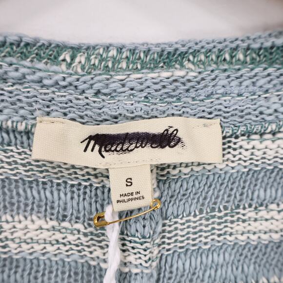 Madewell Crewneck Long Sleeve Knit Tee Stripe Blue Horizon Size Small NWT - Picture 4 of 8